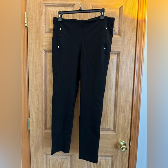 Anne Klein Pants - Anne Klein Black Stretch Pull-On Pants with Gold Stud Accents